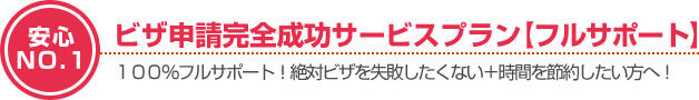 安心NO.1！１００％フルサポート！絶対ビザを失敗したくない＋時間を節約したい方へ！